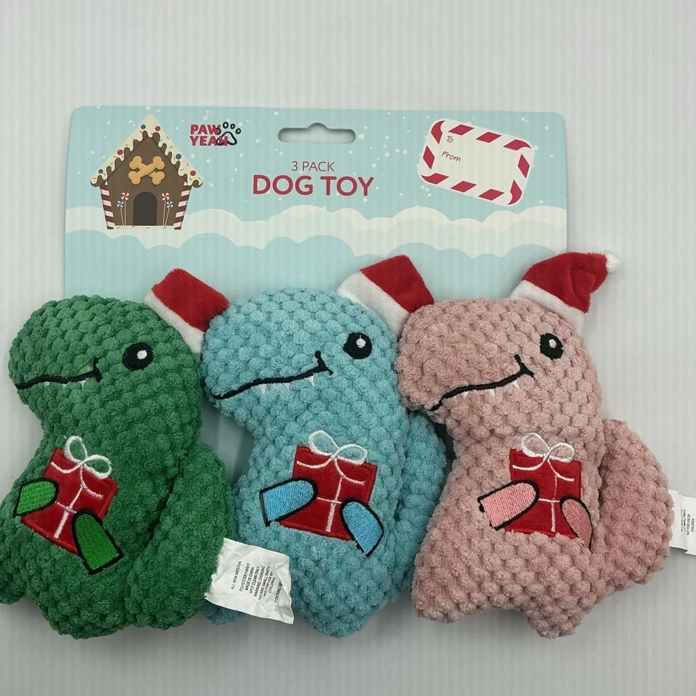 Christmas Dinosaur  3 Pack Dog Toy Set For Christmas 6